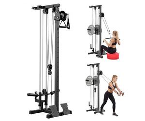VEVOR Station de Musculation à Poulie 3 en 1, Machine à Tirage Vertical avec 18 Niveaux de Réglage en Hauteur, pour LAT Bras Gym Domicile, Poulie Haute Charge Maximale de 227 kg, Fixation Murale