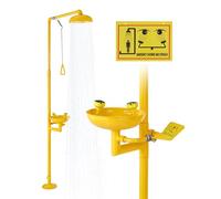 VEVOR Station de rinçage oculaire 870 x 400 x 2330 mm en acier inoxydable 304 approuvé par l'OSHA pour les écoles, laboratoires, usines, jaune