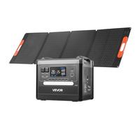 VEVOR Station Électrique Portable 2160 Wh Générateur Solaire Portable 2400 W Panneau Solaire Pliable 200 W pour Alimentation Camping Véhicules de Loisirs, 10 Ports de Sortie, Puissance Entrée Réglable