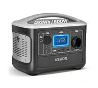 VEVOR Station Électrique Portable 600 W Générateur Solaire Portable 493 Wh Batterie Secours LiFePO4 pour Urgence Domestique, Camping, Voyage Camping-car, 7 Ports de Sortie, Panneau Solaire Non Inclus