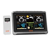 VEVOR Station Météo Intérieur Extérieur Sans Fil 7 en 1 Grand Écran Couleur 7,5 po Station Météo Numérique avec Capteur Horloge Atomique Rétroéclairage Réglable Calendrier Prévisions Météo Température