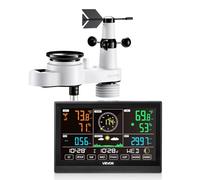 VEVOR Station Météo Sans Fil 5 en 1, Station Météo Solaire Intérieur Extérieur, avec Écran VA 190,5 mm, Capteur, Prévisions, Température, Humidité, Vitesse et Direction Vent, Précipitations, Sans Wifi