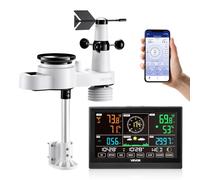 VEVOR Station Météo Sans Fil WiFi 5 en 1, Station Météo Solaire Intérieur Extérieur, avec Écran VA 190,5 mm, Capteur Extérieur, Prévision, Température, Humidité, Précipitations, Vitesse Direction Vent