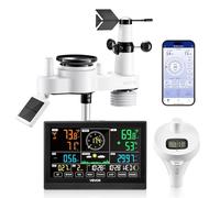 VEVOR Station Météo Sans Fil WiFi 7 en 1, Station Météo Solaire Intérieur Extérieur, avec App, Écran VA 190,5 mm, Capteur, Thermomètre de Piscine, Humidité, Précipitations, Vitesse et Direction Vent