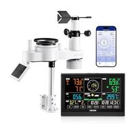 VEVOR Station Météo Sans Fil WiFi 7 en 1, Station Météo Solaire Intérieur Extérieur, avec App, Écran VA 190,5 mm, Capteur, Température, Humidité, Précipitations, Vitesse Direction Vent, Ensoleillement