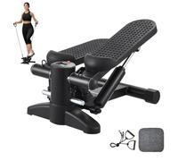 VEVOR Stepper d’Exercices Fitness à Domicile, Mini Stepper d’Appartement Hydraulique avec Bandes de Résistance, Équipement Cardio d'Entraînement Complet du Corps, avec Moniteur LCD, Charge 150 kg