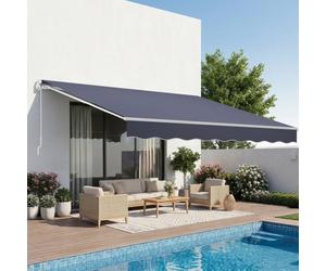 VEVOR Store Banne Manuel 400x300 cm Auvent Rétractable pour Terrasse et Balcon, Extérieur, Devantures de Cafés, de Restaurants, de Boutiques, avec Manivelle, Angle d'Inclinaison 45°-85°, Gris Foncé