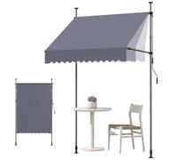VEVOR Store Banne Manuel sans Perçage Auvent Rétractable 150 cm pour Terrasse et Balcon, avec Manivelle, Hauteur Réglable 210-310 cm, Barres Latérales Réglables 110-150 cm, Angle 0°-90°, Gris Foncé
