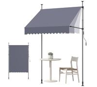 Store Banne Manuel-VEVOR-sans Perçage Auvent Rétractable 150 cm pour Terrasse et Balcon, avec Manivelle, Gris Foncé