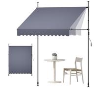 VEVOR Store Banne Manuel sans Perçage Auvent Rétractable 200 cm pour Terrasse et Balcon, avec Manivelle, Hauteur Réglable 210-310 cm, Barres Latérales Réglables 110-150 cm, Angle 0°-90°, Gris Foncé