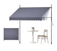 VEVOR Store Banne Manuel sans Perçage Auvent Rétractable 300 cm pour Terrasse et Balcon, avec Manivelle, Hauteur Réglable 210-310 cm, Barres Latérales Réglables 110-150 cm, Angle 0°-90°, Gris Foncé