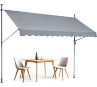 VEVOR Auvent de terrasse rétractable 350 x 120 cm, store banne manuel avec manivelle, hauteur réglable 218-310 cm, abri pare-soleil extérieure de balcon résistant aux UV pour patio, balcon, cour, gris