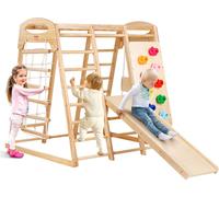 VEVOR Structure d'escalade 7 en 1 Aire de jeux d'intérieur pour enfants, jouet d'escalade en bois pour les jeunes enfants à l'intérieur