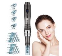 VEVOR Stylo de Microneedling Visage 20 Aiguilles Jetables, Stylo Derma Électrique Professionnel Appareil de Beauté Dermapen à 6 Vitesses Variables avec Longueur d'Aiguille Réglable 0-2,5 mm, Écran LCD
