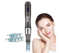 VEVOR Stylo de Microneedling Visage 5 Aiguilles Jetables, Stylo Derma Électrique Professionnel Appareil de Beauté Dermapen à 6 Vitesses Variables avec Longueur d'Aiguille Réglable 0-2,5 mm, Écran LCD