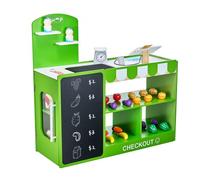 VEVOR Supermarché Enfant, 81,5 x 30,7 x 85 cm, Marchande Enfants, Jeu d'Épicerie, Magasin MDF avec Sac de Courses, Tapis Roulant, Scanner, Caisse Enregistreuse, pour Garçons et Filles de 3 Ans et Plus