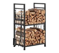 VEVOR Support à bois de chauffage à 2 niveaux, range-bûches d'intérieur, 455 x 330 x 765 mm, avec outils de cheminée, brosse, pelle, tisonnier et pinces, charge maximale 181,4 kg, pour poêle, foyer