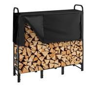 VEVOR Support à bois de chauffage avec housse imperméable, range-bûches extérieur en métal, 1220 x 320 x 1180 mm, charge maximale 181,4 kg, couverture partielle, thermolaqué, pour terrasse, vérandas