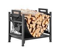 VEVOR Support à bois de chauffage d'intérieur, range-bûches incurvé 450 x 315 x 415 mm, avec support en toile, capacité de charge 18,1 kg, rangement à bûches en acier thermolaqué robuste pour cheminée