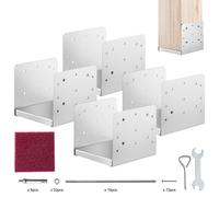 VEVOR Lot de 4 Support de Poteau Bois 8"x 8" 203x203 mm Base d'Ancrage de Poteaux en Acier Inoxydable Taille Interne 185x198 mm pour Rambarde, Main Courante, Balustrade de Terrasse, Porche, Pavillon