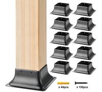 VEVOR Lot de 10 Support de Poteau Bois 4''x4'' 102x102 mm Base de Poteau Interne 91,4x91,4 mm en Acier au Carbone pour Ancrage de Poteau Bois Standard de Rambarde, Main Courante de Terrasse, Porche