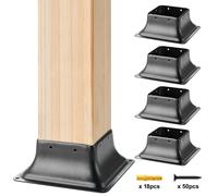 Support Poteau Bois -VEVOR- 153x153x62 mm,4PCS,acier au carbone,Base de barre intérieure 91,4x91,4 mm,pour Ancrage Poteaux Standard