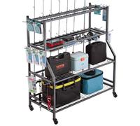 VEVOR Support de canne à pêche à 15 pôles, chariot mobile à roulettes pour canne à pêche, pour garage, maison, intérieur, pour rangement de boîtes de pêche, moulinets, accessoires, cadeaux pour hommes