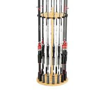VEVOR Support de canne à pêche à 16 pôles, porte de canne à pêche ronde en bois pour rangement et organisation du garage, équipement peu encombrant, pour moulinets, accessoires, cadeaux pour hommes