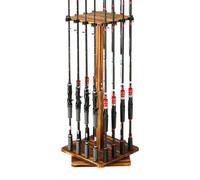 VEVOR Support de canne à pêche à 16 pôles, porte de canne à pêche rotative à 360° en bois pour rangement et organisation du garage, peu encombrant, pour moulinets, accessoires, cadeaux pour hommes
