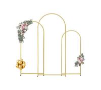 VEVOR Support de Fond Arche de Mariage, Lot de 3, Support Stable Métal, 1805 mm, 1500 mm, 1205 mm, Barre Transversale de Châssis, Facile à Assembler, pour Anniversaire, Célébration, Cérémonie, Doré