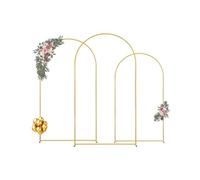 VEVOR Support de Fond Arche de Mariage, Lot de 3, Support Stable Métal, 2390 mm, 2200 mm, 1970 mm, Barre Transversale de Châssis, Facile à Assembler, pour Anniversaire, Célébration, Cérémonie, Doré
