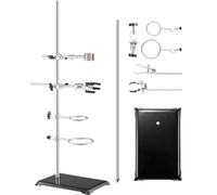 VEVOR Support de Laboratoire, 2 Ensembles de Supports de Cornue de Laboratoire, en Acier, Tige de 60 cm et Base en Fonte de 21x13,5 cm, avec Pinces pour Flacons, Burettes et Pinces Croisées Médecine