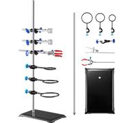 VEVOR Support de Laboratoire, Ensemble de Support de Cornue de Laboratoire, en Acier, Tige de 60 cm et Base en Fonte de 21x13,5 cm, avec Pinces pour Flacons, Burettes et Pinces Croisées Médecine