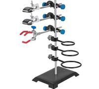 VEVOR Support de Laboratoire pour Verrerie en Acier Inoxydable et Fonte Système Support À Pince de Laboratoire 60cm de Long Base Stable Support de Flacon 6 Pinces 3 Cerceaux Support de Cornue Chimie