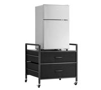 VEVOR Support de mini-réfrigérateur avec rangement, table de mini-réfrigérateur, avec 2 tiroirs et 4 roulettes pivotantes, étagère de frigo mobile pour dortoir, appartement, bureau, chambre, noir