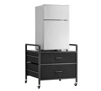 VEVOR Support de Mini-réfrigérateur avec Rangement, Table de Mini-réfrigérateur, avec 2 tiroirs et 4 roulettes pivotantes, étagère de frigo Mobile pour dortoir, Appartement, Bureau, Chambre, Noir