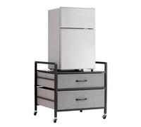 VEVOR Support de Mini-réfrigérateur avec Rangement, Table de Mini-réfrigérateur, avec 2 tiroirs et 4 roulettes pivotantes, étagère de frigo Mobile pour dortoir, Appartement, Bureau, Chambre, Gris