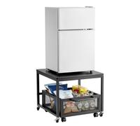 VEVOR Support de Mini-réfrigérateur avec Rangement, Table de Mini-réfrigérateur, avec Chariot de Rangement Mobile et Roues pivotantes, Organisateur de frigo pour dortoir, Appartement, Bureau, Noir