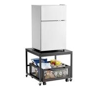 VEVOR Support de Mini-réfrigérateur avec Rangement, Table de Mini-réfrigérateur, avec Chariot de Rangement Mobile et Roues pivotantes, Organisateur de frigo pour dortoir, Appartement, Bureau, Noir