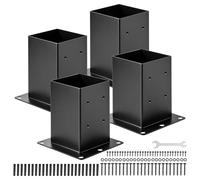 VEVOR Support de Poteau Bois 140x140 mm, Base de Poteau, Lot de 4, Taille Interne 142x142 mm, en Acier au Carbone Robuste, Ancrage de Poteaux Stable pour Support Garde-corps Terrasse, Pavillon, Noir