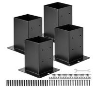 VEVOR Support de Poteau Bois 140x140 mm, Base de Poteau, Lot de 4, Taille Interne 142x142 mm, en Acier au Carbone Robuste, Ancrage de Poteaux Stable pour Support Garde-corps Terrasse, Pavillon, Noir