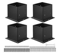 VEVOR Support de Poteau Bois de 89x89 mm, Base de Poteau, Lot de 4, Taille Interne 92x92 mm, en Acier au Carbone Robuste, Ancrage de Poteaux Stable pour Support Garde-corps Terrasse, Pavillon, Noir