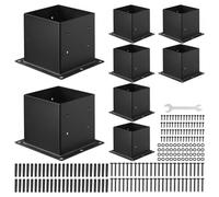 VEVOR Support de Poteau Bois de 89x89 mm, Base de Poteau, Lot de 8, Taille Interne 92x92 mm, en Acier au Carbone Robuste, Ancrage de Poteaux Stable pour Support Garde-corps Terrasse, Pavillon, Noir