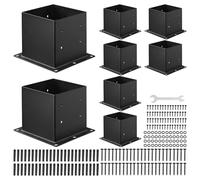 VEVOR Support de Poteau Bois de 89x89 mm, Base de Poteau, Lot de 8, Taille Interne 92x92 mm, en Acier au Carbone Robuste, Ancrage de Poteaux Stable pour Support Garde-corps Terrasse, Pavillon, Noir