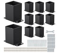 VEVOR Support de Poteau Bois, Lot de 10, Base de Poteau, Taille Interne 91,44 x 91,44 mm, en Acier au Carbone Robuste, Ancrage de Poteaux Stable pour Support de Garde-corps Terrasse, Pavillon, Noir