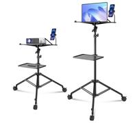 VEVOR Support de Projecteur avec Roues, Trépied pour Vidéoprojecteur Hauteur Réglable 79,5-171 cm, Stand de Vidéoprojecteur Ordinateur Portable, 2 Plateaux, Support de Téléphone, Maison Bureau Studio
