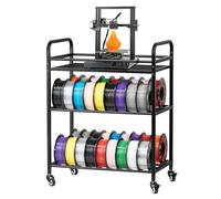 VEVOR Support de Rangement de Filaments Mobile 3 Niveaux, Étagère de Stockage de Filaments d'Imprimante 3D, Porte-bobines de Filament sur Roulettes, pour Studio d'Impression 3D, Bureau, Atelier, Noir