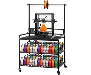 VEVOR Support de Rangement de Filaments Mobile 3 Niveaux, Étagère de Stockage de Filaments d'Imprimante 3D, Porte-bobines de Filament sur Roulettes, pour Studio d'Impression 3D, Bureau, Atelier, Noir