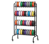 VEVOR Support de Rangement de Filaments Mobile 4 Niveaux, Étagère de Stockage de Filaments d'Imprimante 3D, Porte-bobines de Filament sur Roulettes, pour Studio d'Impression 3D, Bureau, Atelier, Noir