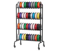VEVOR Support de Rangement de Filaments Mobile 4 Niveaux, Étagère de Stockage de Filaments d'Imprimante 3D, Porte-bobines de Filament sur Roulettes, pour Studio d'Impression 3D, Bureau, Atelier, Noir